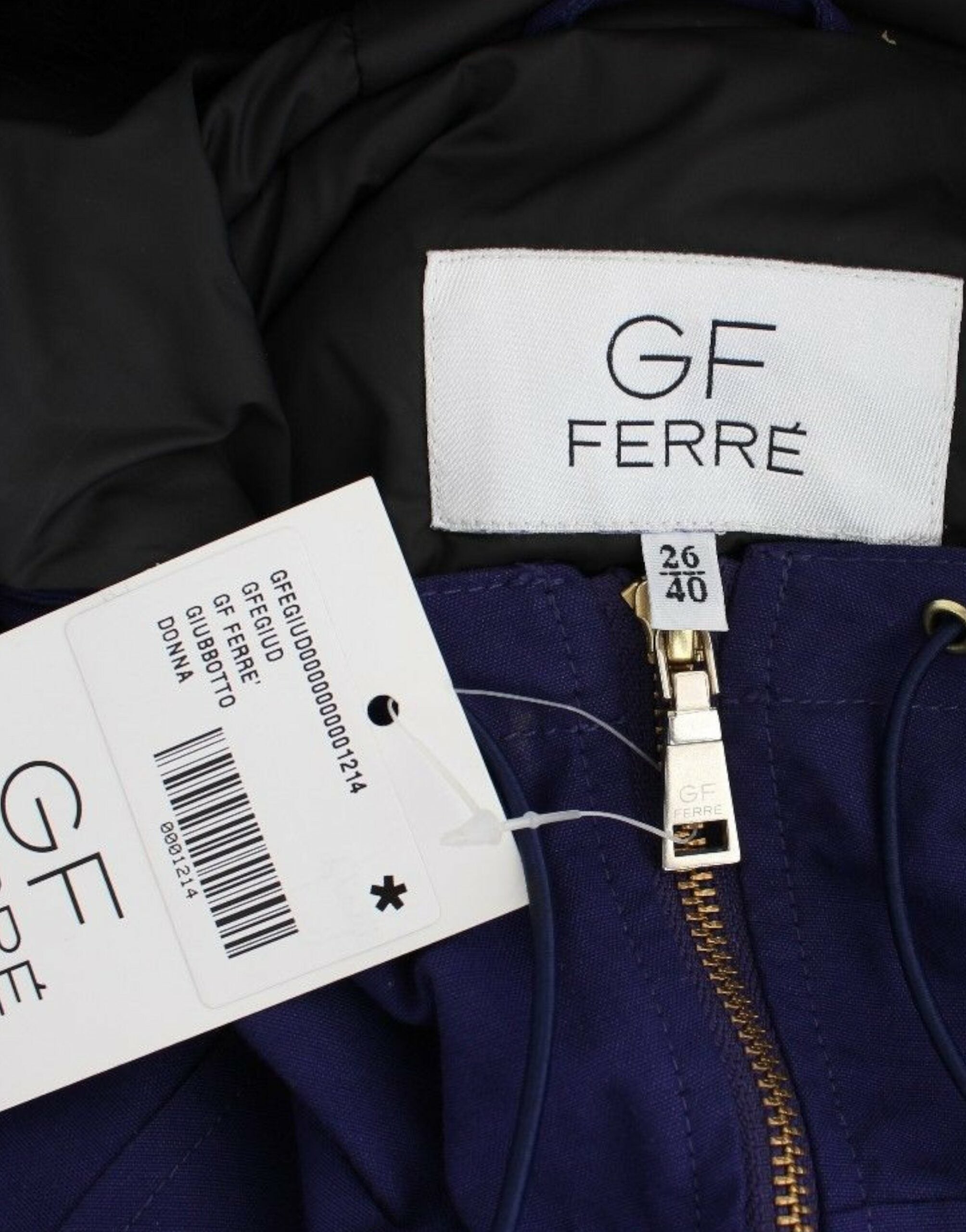 GF Ferre Blue Padded Jacket with Hood Short K-Way